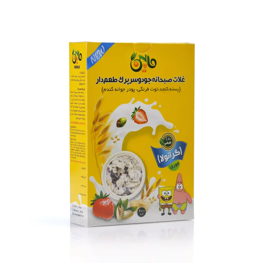 غلات صبحانه جو دوسر پرک طعم دار کودک 200 گرم ماپین حاوی میوه
