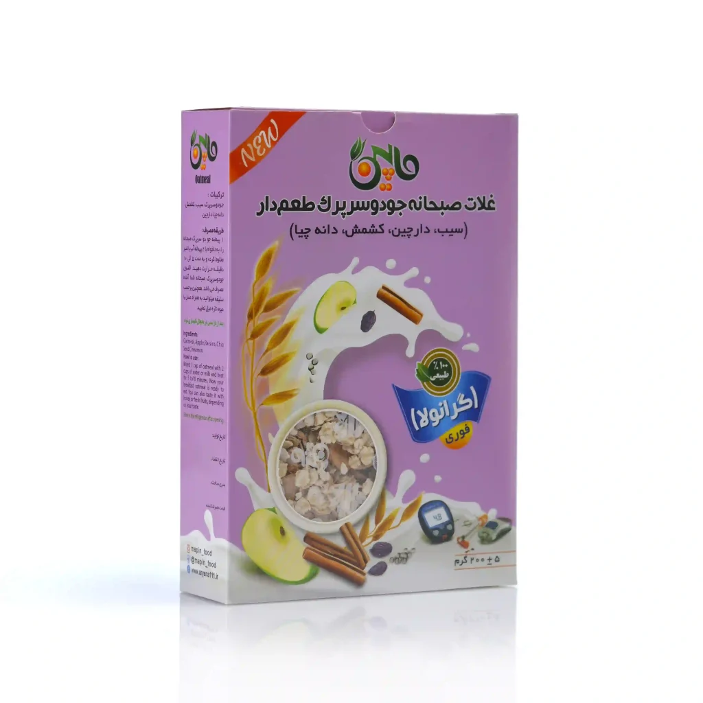 غلات صبحانه جو دو سر طعم دار ماپین 200 گرم دیابتی