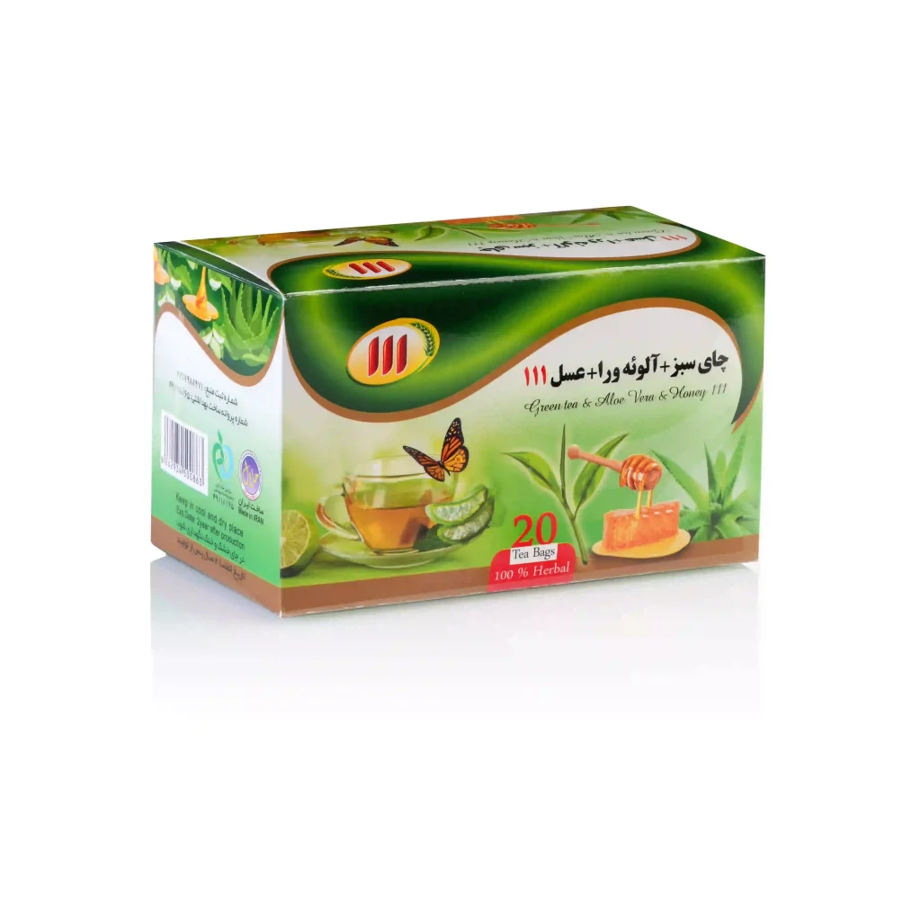 چای سبز و الوئه ورا و عسل 111 تی بگ 20 عددی